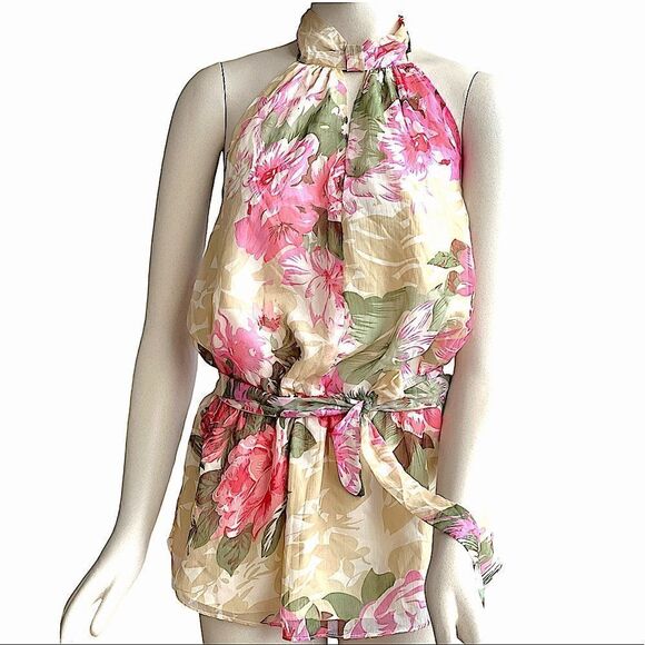 Walter Baker Jannet Sheet Floral Print Halter Top - Picture 2 of 15